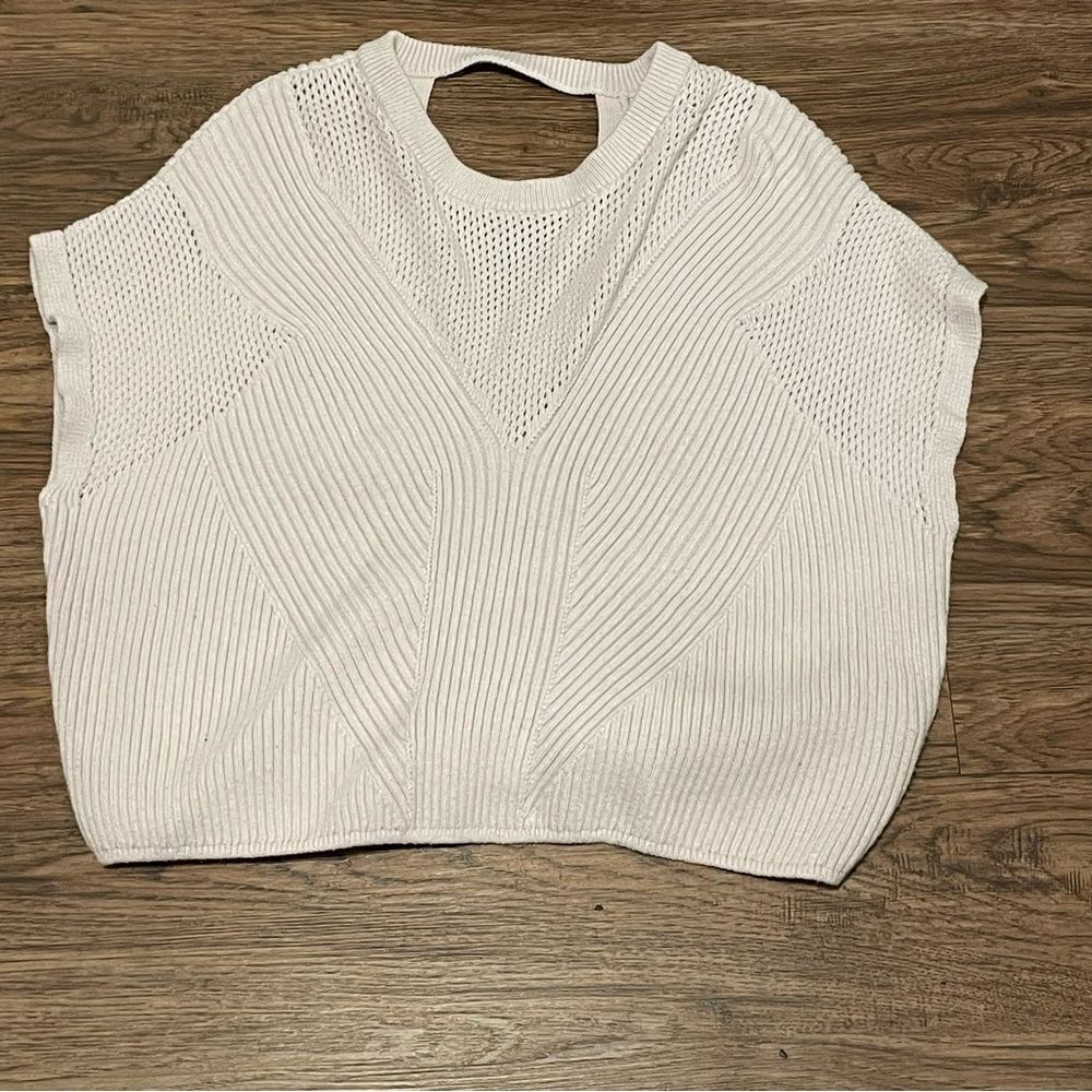 Express Asymmetrical Open Stitch Cutout Back Sleeveless Sweater Orchid Hush L